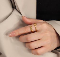 Titanium Steel Layered Wrap Ring