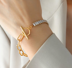 Zircon Titanium Steel Closure Bracelet