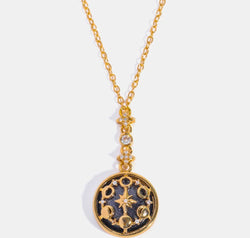 Vintage Blue Sandstone Pendant Copper Necklace