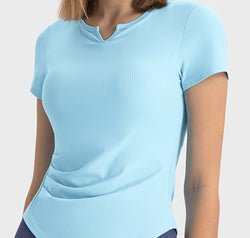 Notched Short Sleeve Active T-Shirt