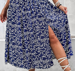 Ditsy Floral Slit High Waist Skirt