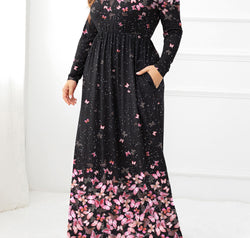 Plus Size Round Neck Maxi Dress with Pockets