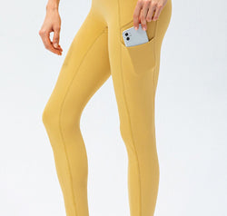 Full Size Slim Fit High Waist Long Sports Pants with Pockets