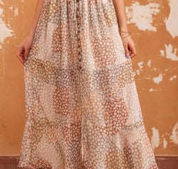 Floral Buttoned Front Slit Skirt