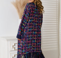 Fringe Hem Open Front Cardigan