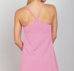 VERY J Sleeveless Active Tennis Dress with Unitard Liner