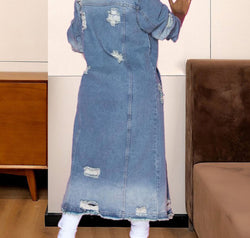 Long Sleeve Raw Hem Denim Jacket