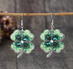 Lucky Clover Acrylic Dangle Earrings