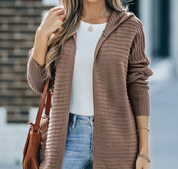 Open Front Longline Hooded Cardigan