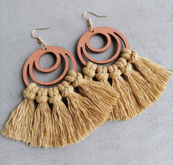Tassel Detail Geometric Earrings