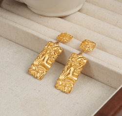 Titanium Steel Textured Geometric Earrings