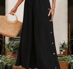 Tied Slit Wide Leg Pants