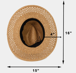 Fame Basket Weave Straw Sun Hat