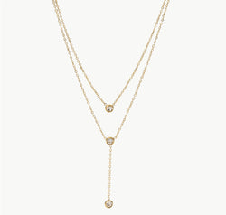 Stainless Steel Zircon Double-Layered Necklace