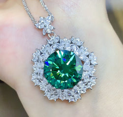 10 Carat Moissanite 925 Sterling Silver Pendant Necklace