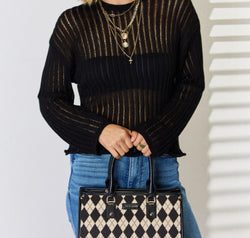 David Jones Argyle Pattern PU Leather Handbag