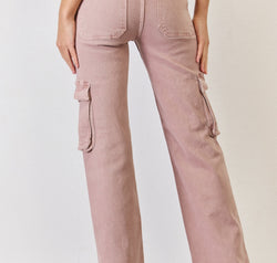 RISEN Full Size High Rise Cargo Wide Leg Jeans