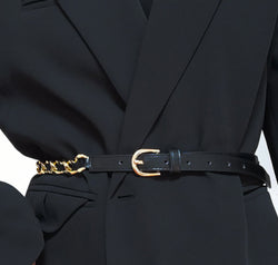 PU Chain Skinny Belt