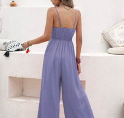 Openwork Spaghetti Strap Wide Leg Jumpsuit
