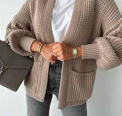 Open Front Dropped Shoulder Cardigan
