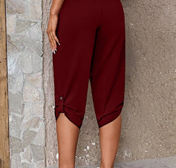 Full Size Roll-Tab Capris Pants