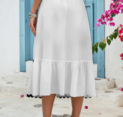 Tied Contrast Trim High Waist Skirt