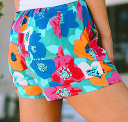 Drawstring Printed High Waist Shorts