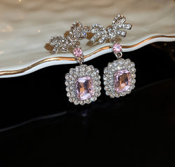 Alloy Crystal Geometric Dangle Earrings