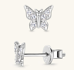 Moissanite 925 Sterling Silver Butterfly Stud Earrings