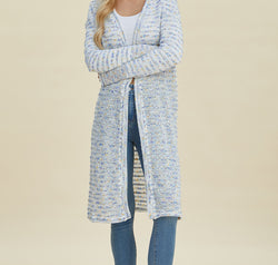Double Take Full Size Open Front Longline Cardigan