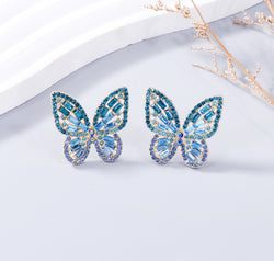 Alloy Inlaid Rhinestone Butterfly Earrings