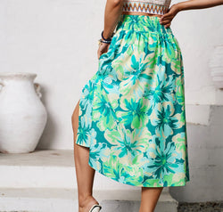 Slit Printed Midi Skirt