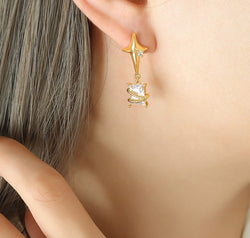 Zircon Copper Geometric Drop Earrings