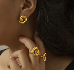 Titanium Steel Spiral Shape Ring