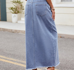 Slit Asymmetrical Waist Denim Skirt