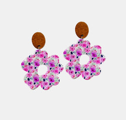 Flower Shape Acrylic Dangle Earrings