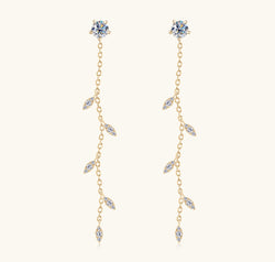 1.38 Carat Moissanite 925 Sterling Silver Leaf Earrings