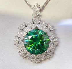 10 Carat Moissanite 925 Sterling Silver Pendant Necklace