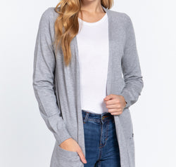 ACTIVE BASIC Open Front Long Sleeve Cardigan