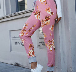 Floral Print Slim Fit Long Pants