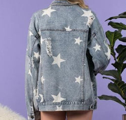 Star Distressed Denim Shacket
