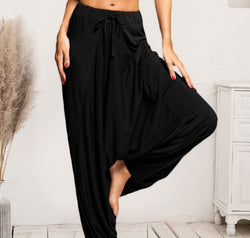 Tied Mid Waist Long Harem Pants