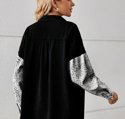 Leopard Button Up Denim Jacket