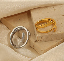 Titanium Steel Layered Wrap Ring