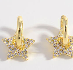 925 Sterling Silver Zircon Star Earrings