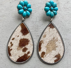 Turquoise Flower Teardrop Earrings