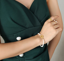 Titanium Steel Pearl Flower Bracelet