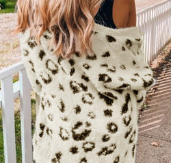 Leopard Open Front Cardigan with Pockets