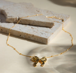 Stainless Steel Bow Pendant Necklace