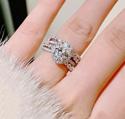 3 Carat Moissanite 925 Sterling Silver Layered Ring